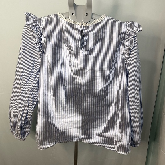 J.Crew | Striped ruffle shoulder blouse size medium - Picture 4 of 7